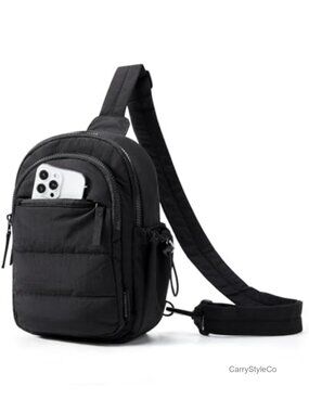 Small Puffer Sling Crossbody Hobo Handbag RFID Adjustable Strap